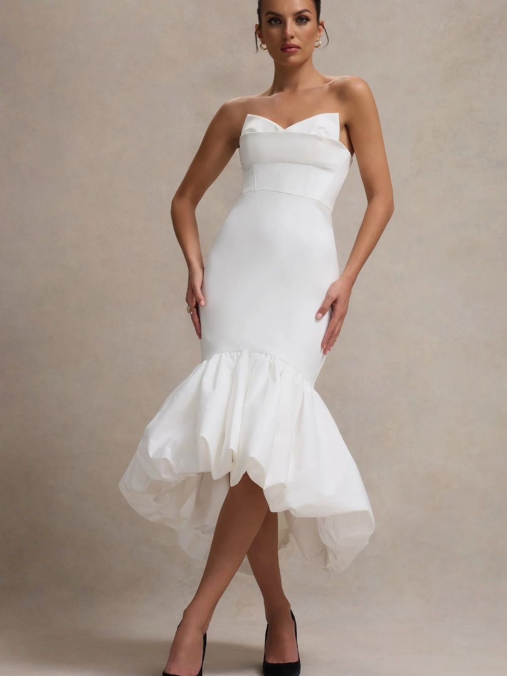 Club L London White Wedding - Engagement Dress Strapless Mermaid Hem Dress